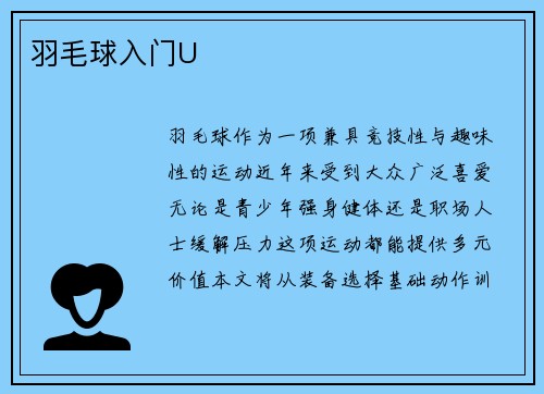 羽毛球入门U